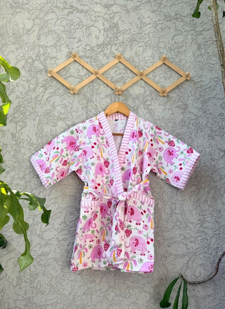 Berry Elephant Kantha Robe