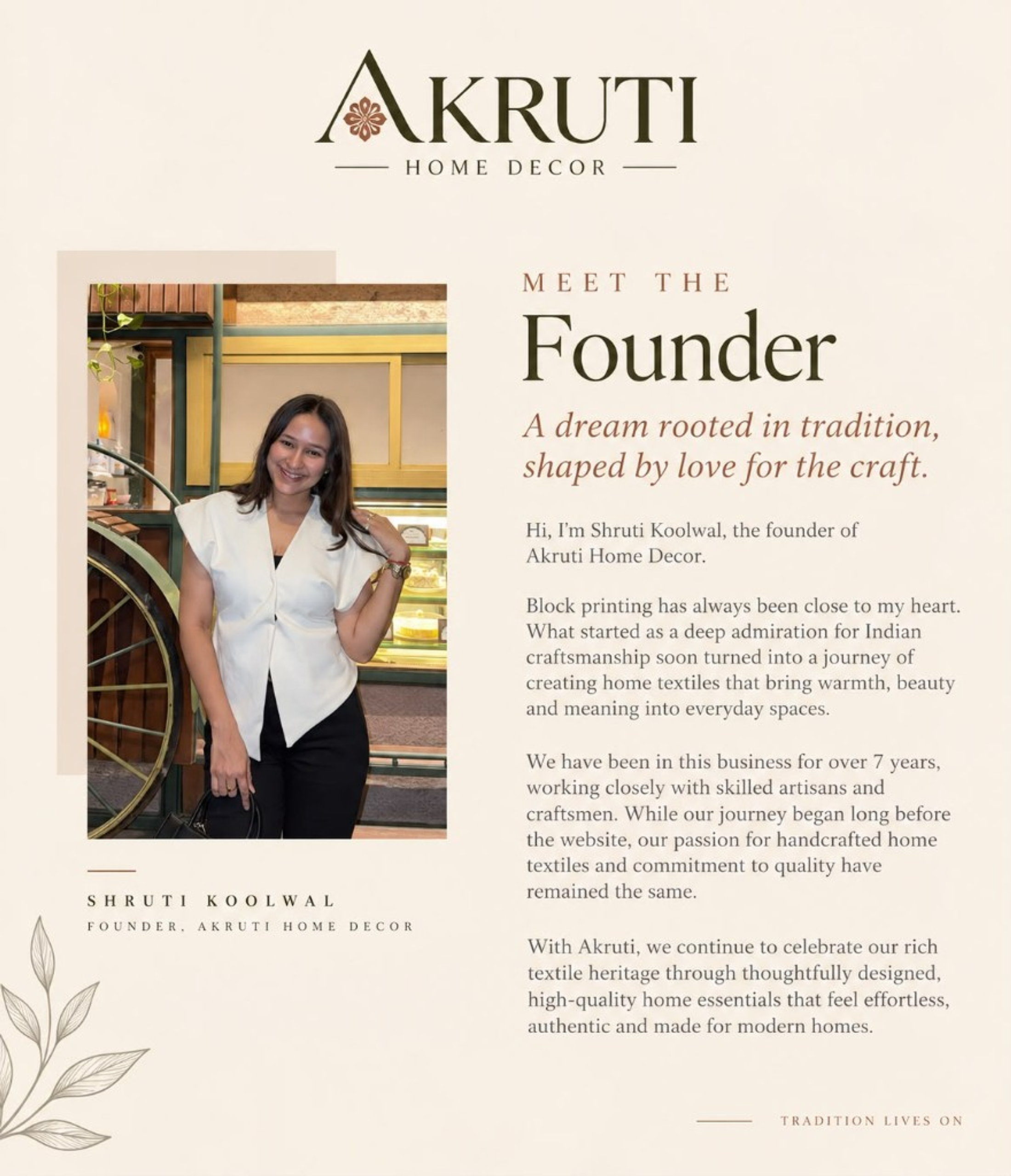 Shruti Koolwal, Founder of Akruti Home Decor